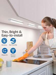 Wireless Motion Sensor LED Night Light, USB Rechargeable, Long Bar Light, Suitable For Cabinets, Kitchen, Wardrobe, Bedside Table, Stairs Light Tube, LED Light, Wall Lamp, Sensor Light, Constant On Mode, Sensor Mode, Night Light, Cabinet Light, LED - White 2 - View 7