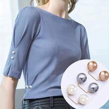 2pcs Pearl Jeans Cuff Clips, Chest Anti-Exposure Pins, Shoe Buckle Anti-Step - Multicolor - View 4