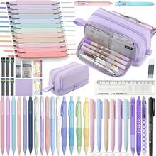 Morandi 59PCS School Supplies With Pencil Case, Stationery Set, 6 Multicolor Pens, 12 Pastel Highlighters, Gel Pens, 10 Mechanical Pencils, Back To School, College Essentials For Students - Sets - View 3