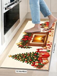 1/2pcs Christmas Floor Mat, Vintage Diatomaceous Earth Mat, Christmas Gift Pattern, Super Absorbent, Non-Slip, Perfect For Bathroom, Kitchen And Dining Room, Quick Dry, Ideal Home Decor And Bathroom Mat Gift - Multicolor - View 14
