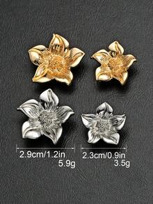 7PCS Flower Shape Metal Buttons 5-Petal Lily Embossed Buttons For Coat Suit Blazer - Multicolor - View 4