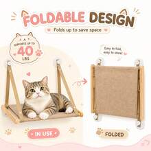 Foldable Cat Window Hammock 20kg Suction Cup Perch Washable Bed - Khaki M - View 5