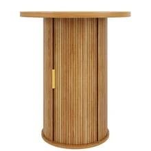 Round Bar Table With Storage, 92cm High Standing Table With Cabinet, MDF Wood Look, Load Capacity Up To 75kg, Bar & Living Room - Wood + MDF + Metal - View 6