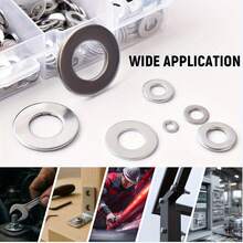 1320-Piece 304 Stainless Steel Flat Washer Set, Durable Material, Polished Surface, O-Ring Fastener Gasket Set, With Storage Box, Includes 9 Commonly Used Sizes (M2-M12), Suitable For Home, Industrial Repair, DIY Projects - Stainless Steel Washer Set - View 12