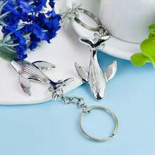 2pcs Realistic 3D Shark Shaped Keychains, Polished Silver Alloy Shark Keyring, Portable Ocean Theme Decoration, Can Be Hung On Keys, Backpacks, Handbags, Cool Gift For Friends And Family, Perfect Holiday Gift For Ocean Animal Lovers - Silver - View 1