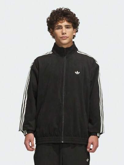 Adidas Originals SUPERFIRE TRACK TOP Loose Fit Striped Long Sleeve Stand Collar Jacket Unisex Black