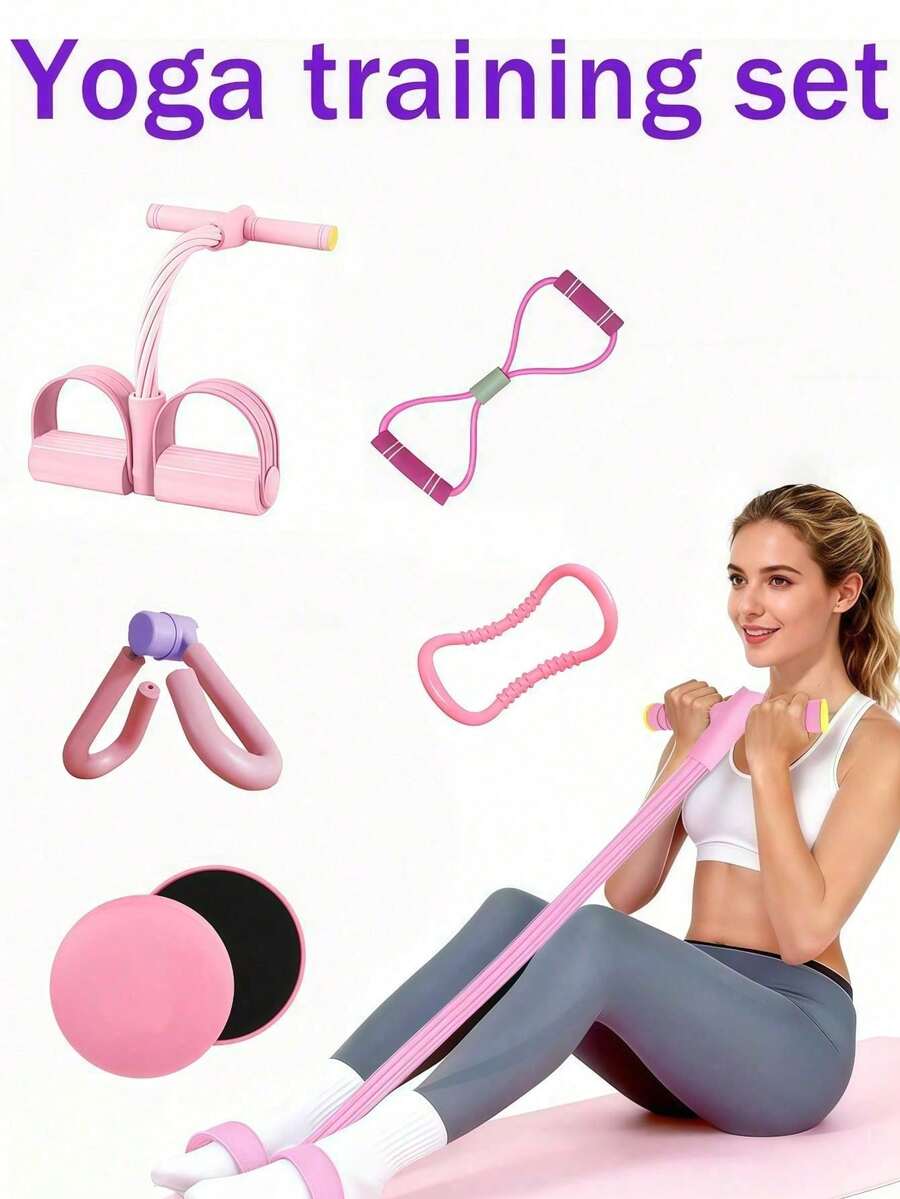 1 Set (4pcs/6pcs) Multi-Color Yoga Training Set, Leg Squeezer, Yoga Ring, Foot Pedal Resistance Band, Figure-8 Resistance Band, Slide Board. Suitable For Home / Yoga Studio / Gym, Leg Arm Core Training, Shaping, Fitness, Stretching, Muscle Relaxation