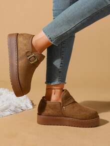 2026 New Women's Plush Slippers, Winter Warm Soft Sole Fine Fur Cross Strap, Indoor And Outdoor Wear - Brown - View 4
