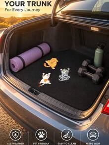 Cute Cat-Print Trunk Mat, Non-Slip Protective Mat, Dirt-Resistant Floor Mat, Waterproof And Wear-Resistant Trunk Liner, Universal Car Non-Slip Trunk Mat, Car Interior Decoration-Perfect For Pet Owners And Car Enthusiasts - One Size - View 5
