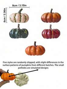 9/1pc -Random Artificial Pumpkins Fake Pumpkins, Autumn Harvest Faux Pumpkin Set For Home Decor, Fall Pumpkins Decor Set, Mini Artificial Pumpkins Decorations For Home, Wedding, Fall Centerpieces Decor, Halloween, Thanksgiving - Multiple Styles - View 8