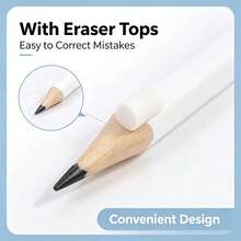 5pcs/15pcs/30pcs Simple White Round Pencil With Eraser, Pre-Sharpened, Suitable For Study, Office, And Practice - Sets - View 9