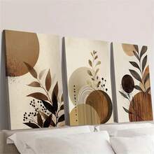 1PC Abstract Botanical Wall Art, Minimalist Modern Textured Geometry Canvas Prints Retro Classic Decor Poster Fashion Paintings Suitable For Living Room Bedroom Bathroom Kitchen Home Office Dormitory Wall Decor Picture Optional Frame - Multicolor - View 1