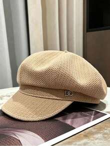 1pc 2026 Winter New Style Solid Color Bud Hat Duck Tongue Beret Women Spring Summer Korean Version Versatile Face-Slimming Octagonal Painter Hat Large Head Circumference Japanese Style - Khaki - View 3