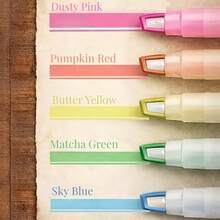 Dual-Tip Fluorescent Markers, Set Of 5 Different Pastel Colors, With Ink Level Indicator, Smudge-Resistant, Suitable For Study Notes, Schedule Planning, Diary, Planner And School Supplies - Fluorescent - View 6