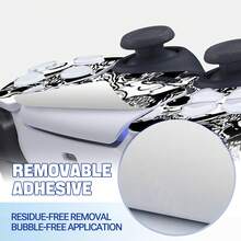 Disc Edition Sticker Set, Black & White Skull Pattern Waterproof Scratch-Resistant Self-Adhesive Vinyl Game Console Skin, Removable No Residue, Includes Full Console + 2 Controller Decorative Films - View 9