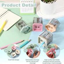 Cartoon Pencil Sharpener, Simple Dual-Hole Pencil Sharpener, Small Portable Pencil Sharpener - Multicolor - View 5