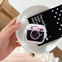 حافظة سماعات أذن بتصميم كاميرا ريترو إبداعي عصري متوافقة مع 5 وNew Pro 3 وغطاء واقي ل- Pro 2/Pro، لطيفة وبسيطة وشخصية للبنات، حافظة سماعات أذن للربيع والصيف/هدية عيد ميلاد/هدية عطلة - وردي أسود - مشاهدة 5