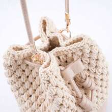 2pcs Bucket Bag Drawstring Modification Accessories, Lobster Clasp Shoulder Strap + Drawstring Rope, Knitted Bag Replacement Strap, Bag Modification Accessories Set, Drawstring Bag Modification Parts, DIY Wallet Making Supplies - Multicolor - View 6