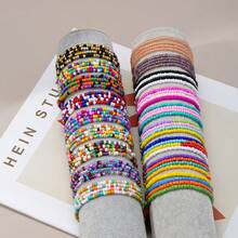 30pcs Bohemian Random Color Elastic String Handmade Beaded Seed Bead Colorful Seed Bead Bracelet Multi-Layer Stackable Combination Set - 30pcs Assorted Colors - View 2