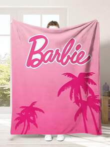 MASSDI Vibrant Fuchsia Fleece Throw Blanket, Fashion Figure With Rhinestone Fashion Glasses Design, HD Vivid Printing, Lightweight Warm Texture, Suitable For Indoor Rest, Dorm Use And Home Aesthetic Decor - Multicolor - View 9