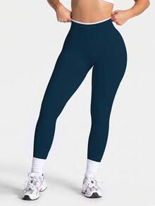 Women's Seamless High Waisted Butt Lifting Workout Leggings, 24" Tummy Control Compression Yoga Tights For Gym Running Training Sports Fall - Navy Blue - View 5