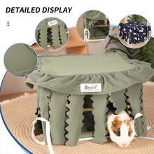 ITANDME Small Guinea Pig Hideaway Nest/Rabbit Bed, Breathable Small Animal Bed/Rabbit Bed, Machine Washable, Soft Cushion, Indoor Pet Summer House/Hamster Habitat - Multicolor - View 5