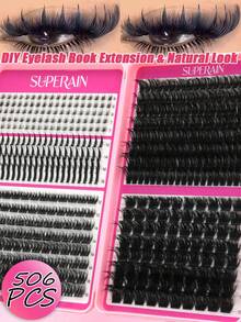 506 قطعة رموش صناعية، 5 أنماط مختلفة، D-Roll تمديد الرموش DIY في المنزل، سعة كبيرة، مناسبة للمكياج الطبيعي الكثيف والناعم، مناسبة للمبتدئين، مناسبة لجميع المناسبات، رموش، رموش صناعية، كتاب الرموش - D - مشاهدة 9