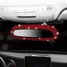 1pc Shiny Car Rearview Mirror Cover, Sparkling Rhinestone Elastic Rearview Mirror Protective Sleeve, Women Girls Car Interior Rearview Mirror Decorative Accessory, Universal Fit - A - View 3