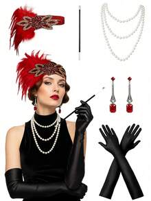 1 Set Women's 1920s Flapper Costume, Beaded Fringe Tycoon's Wife Outfit, Suitable For Roaring 20s Or Harlem Nights Theme, Halloween - Multicolor - View 21
