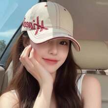 1pc New Korean Style Oversized 3D Letter Embroidered Baseball Cap For Women, 2026 New Design Face-Slimming Casual Versatile Baseball Cap - Multicolor - View 6