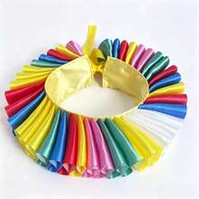 1PC Men's Halloween Rainbow Satin Pleated Collar, Clown Fan-Shaped Fake Collar, Party Costume Accessory, Halloween Costume Party Stage Styling Accessory - Rainbow Clown Ruff Collar - View 4