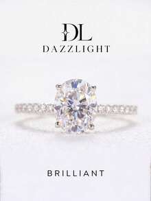 1pc Moissanite Ring Delicate 1CT Oval Ring With Accent Diamonds Perfect For Women's Daily Wear And Parties - Oval Moissanite Ring With Diamonds - 1ct - View 1