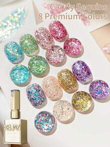 Set Gel Kuku Pemutih Seri Candy Glitter Populer 8pcs, Cocok untuk Manikur DIY di Rumah - MultiWarna - View 3