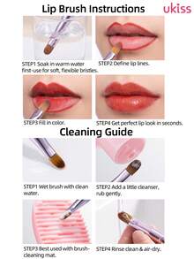 ukiss Portable Dual-Ended Lip Brush: Precise Lip Lining + Filling & Blending, Soft Lip Color Application, Soft Bristles, Multi-Use For Eyeshadow/Concealer/Contour - Gold - View 7