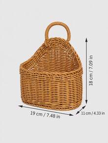 Handmade Rattan-Look Wall-Mounted Kitchen Basket, Dual-Use As Hand Carry Or Wall Hanging, Household Desktop/Wall-Mounted Sundries Storage Basket, Rustic Style Decorative Basket, Shelf Baskets - Regular Model - View 4