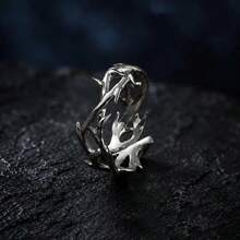 JLX.HARNESS Silver Thorn Rings For Women Men Adjustable Crown Of Thorns Open Rings Irregular Branch Ring - Silver - View 5