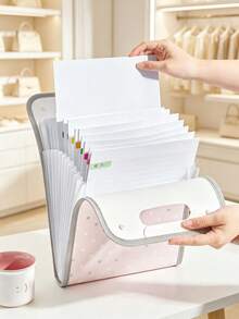 1pc Cute Vertical Accordion File Folder, 13 Pockets Large Capacity Paper Document Storage Bag, Office Storage, Office Decorations For Women Desk, Portable Exam Paper File Holder For Students,Locker Organizer For School,Squishy,Cruise Essential - Multicolor - View 4