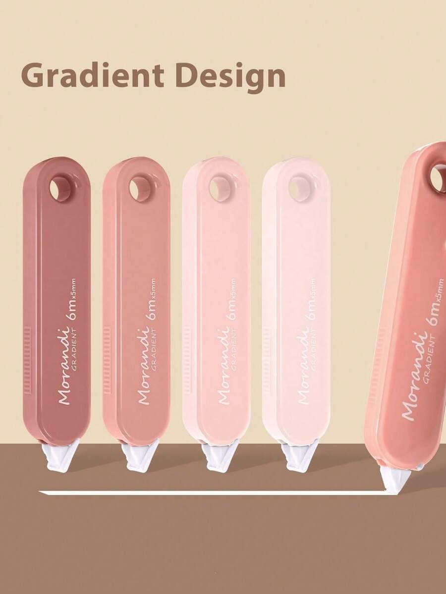 5pcs Gradient Color Pen-Style Correction Tape, Silent White Out Tape, Correcting Fix Tape Smooth Correction Roller Tape For Students School Office Stationery, Back To School Gift - Multi Colors - View 1