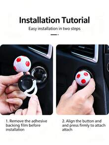1pc Football Shaped Car One-Touch Start Decoration, Football Joystick Ignition Switch Button Cover, Creative Football 3 Styles Available, Experience Joystick Car Start, Comes With Car Interior Gap Cleaning Brush - Multicolor - View 10