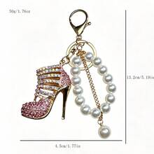 1pc Metal High Heel Shoe Keychain - Car Key Hanger, Women's Bag Accessory, Holiday Gift - Old Gold - View 6