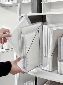 3-Tier Transparent Acrylic Storage Rack/Bookshelf Set, Desktop Stationery Organizer With Pen Holder, Multi-Layer File & Magazine Holder, Space-Saving Desk Bookshelf For Books, Notebooks, Pens And Sticky Notes, Home Office Study Room Desktop Organization - View 11