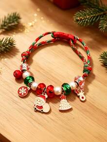 Kalung Anjing Natal, Desain Anyaman Buatan Tangan yang Dapat Diatur, dengan Liontin Pohon Natal dan Santa Claus, Hadiah Natal untuk Hewan Peliharaan, Cocok untuk Anjing dan Kucing Kecil - MultiWarna - View 10