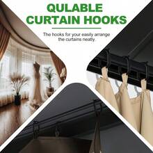 Black Sunshade Curtain Hooks, O-Shaped Closed Design Black Plastic Shower Curtain Rings, Curtain Hanging Rings, Non-Detachable Press-Lock Thickened Reinforced Hanging Rings - Multicolor - View 6