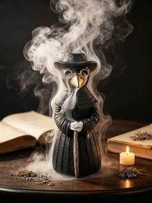 1pc Steampunk Plague Doctor Incense Burner, Black & Gold Color Scheme, Living Room Bedroom Office Bookshelf Countertop Desktop Decoration Ornament, Creative Gift, Relaxing Atmosphere, Dark Academia Gothic Style - 1PC2 - View 1
