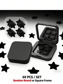 60pcs/Box Practical Pink Makeup Mirror With Star Decoration Beauty Patch, Portable Travel Makeup Mirror Box, Fashion Facial Accessory, Suitable For Daily Makeup, Party And Gift - Multicolor - View 11