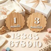 Wooden Double-Sided Milestone Sign Set, Children's Milestone Birth Announcement Board, 1-12 Months Photo Props, Welcome Sign - Multicolor - View 1