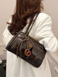 Bowling Handbag For Women 2026 New Fashion Vintage Underarm Bag Versatile Large Capacity Shoulder Commuter Bag - Coffee - View 6