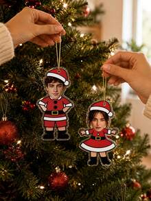 1pc Personalized Face Christmas Ornament | Customized Photo Santa Claus Hanging Decor | Fun Family Christmas Keepsake | 2026 Holiday Commemorative Gift, Christmas Tree Decoration, Christmas Gift - Red - View 5