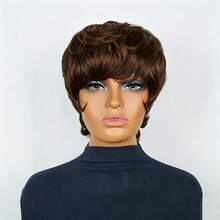Short Straight Human Hair Wig 6inch 150% Density Wigs For Women Brazilian Remy Layered Hair Wig For Daily Wear Full Machine Made Wig 1B Color With 4# Color - Multicolor - View 11