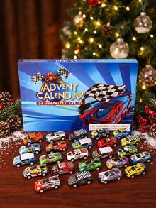 2026 Christmas Advent Calendar Blind Box Toy Cars, 24 Days Countdown Surprise Mini Racing Vehicles Playset, Xmas Holiday Party Favors Birthday Gift For Kids Boys Age 3+ - Multicolor - View 4